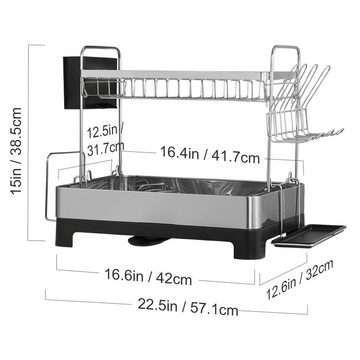 VEVOR Besteckhalter 571x320x385 mm 2-stufiges + PP Geschirr Abtropfständer Abtropfgitter