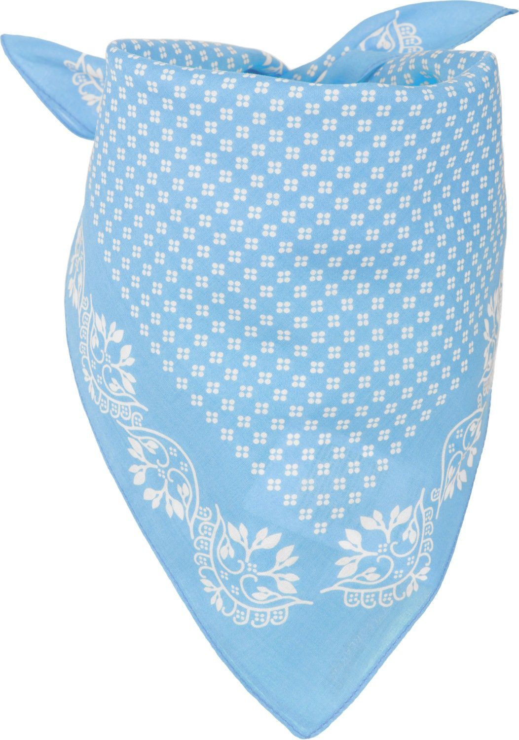 styleBREAKER Bandana, (1-St), Baumwolle Muster Blümchen Dreieckstuch mit Hellblau-Weiß