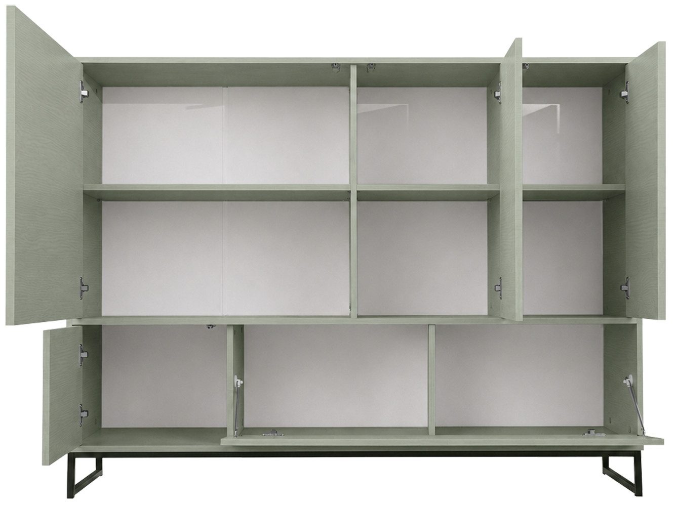 Beautysofa Kommode GIANA – elegante grifflos mit 5 Türen push‑to‑open (erhältlich in Sandbeige oder Flaschengrün), Breite: 160 cm – Bild 4 von 5
