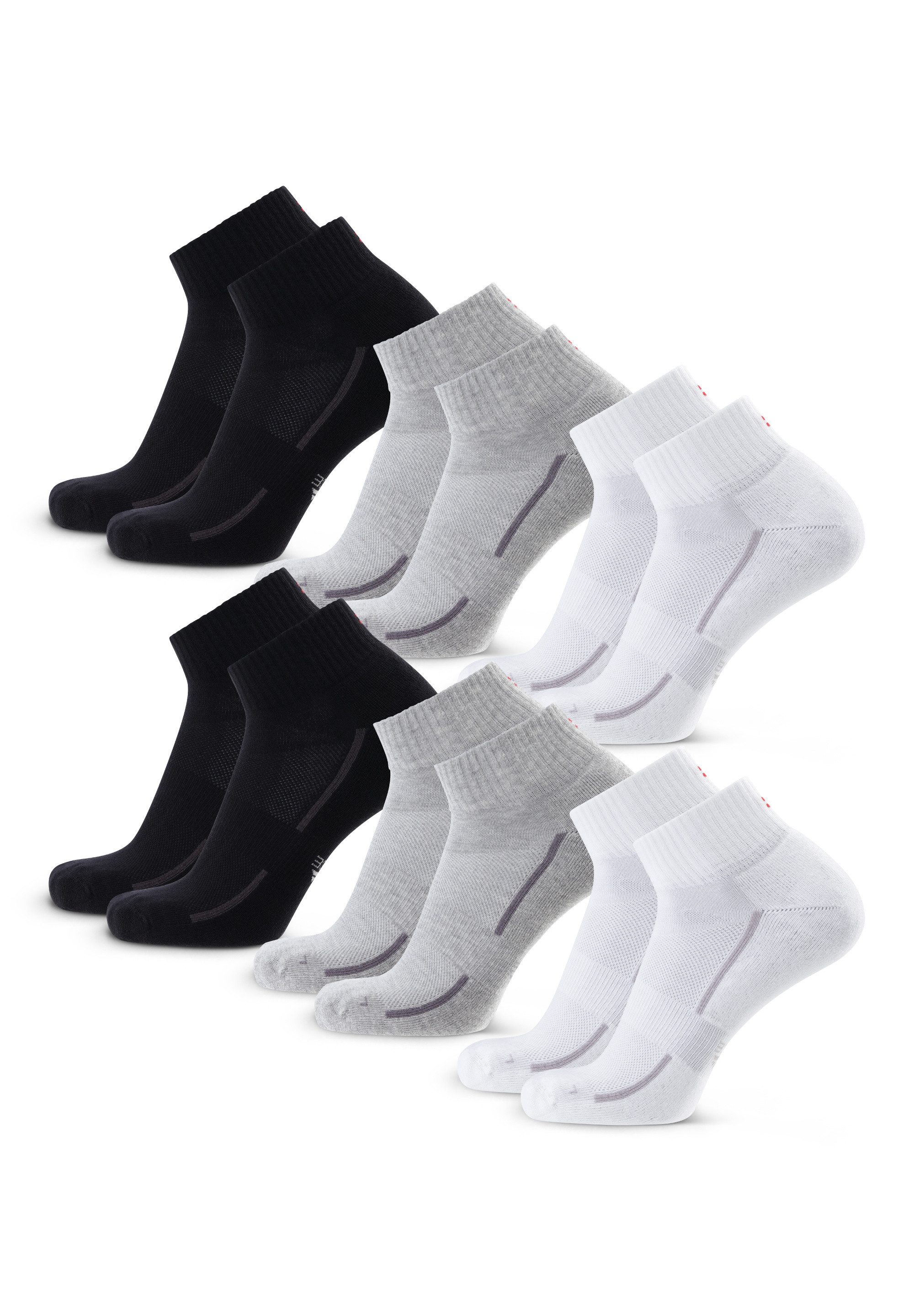 DANISH ENDURANCE Basicsocken Cotton Quarter (6-Paar) Kurze Sportspocken für Fitness & Alltag, Unisex
