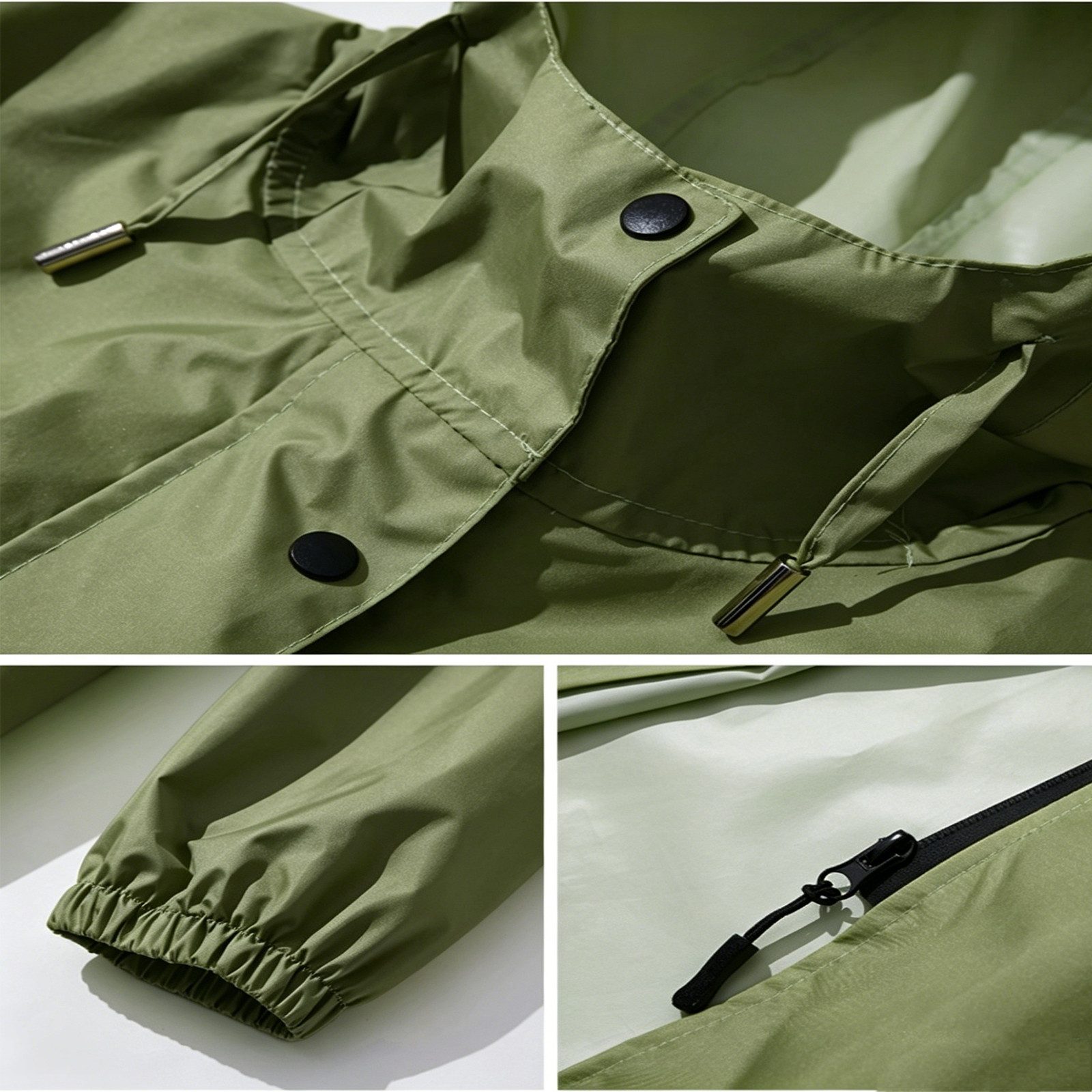MOPUEA Regenjacke Lange Regenjacke Wasserdicht Winddicht Leicht Faltbar Outdoor Jacke (Regenjacke für Alltag, Reisen und wechselhaftes Wetter, Leicht faltbar, spart Platz im Rucksack oder Koffer) Wasserdicht, winddicht, leicht und pflegeleicht