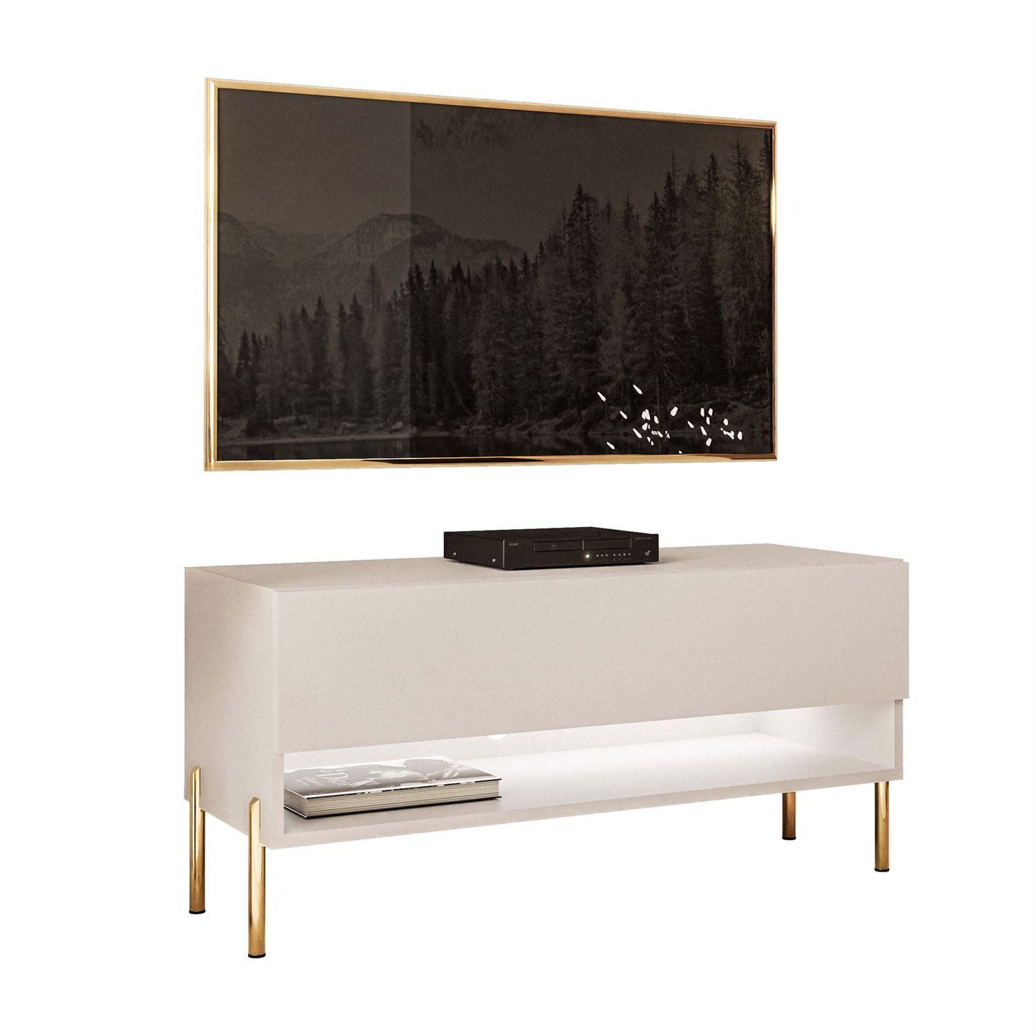 Lookway Lowboard CALANTE 90 cm RTV Schrank auf Beinen und LED-Beleuchtung günstig online kaufen