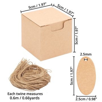 Belle Vous Geschenkbox Quadratische Karton-Geschenkboxen (100 Stk) - Braun Kraftpapierboxen, Braune Kraftpapier-Geschenkboxen (100 Stk)