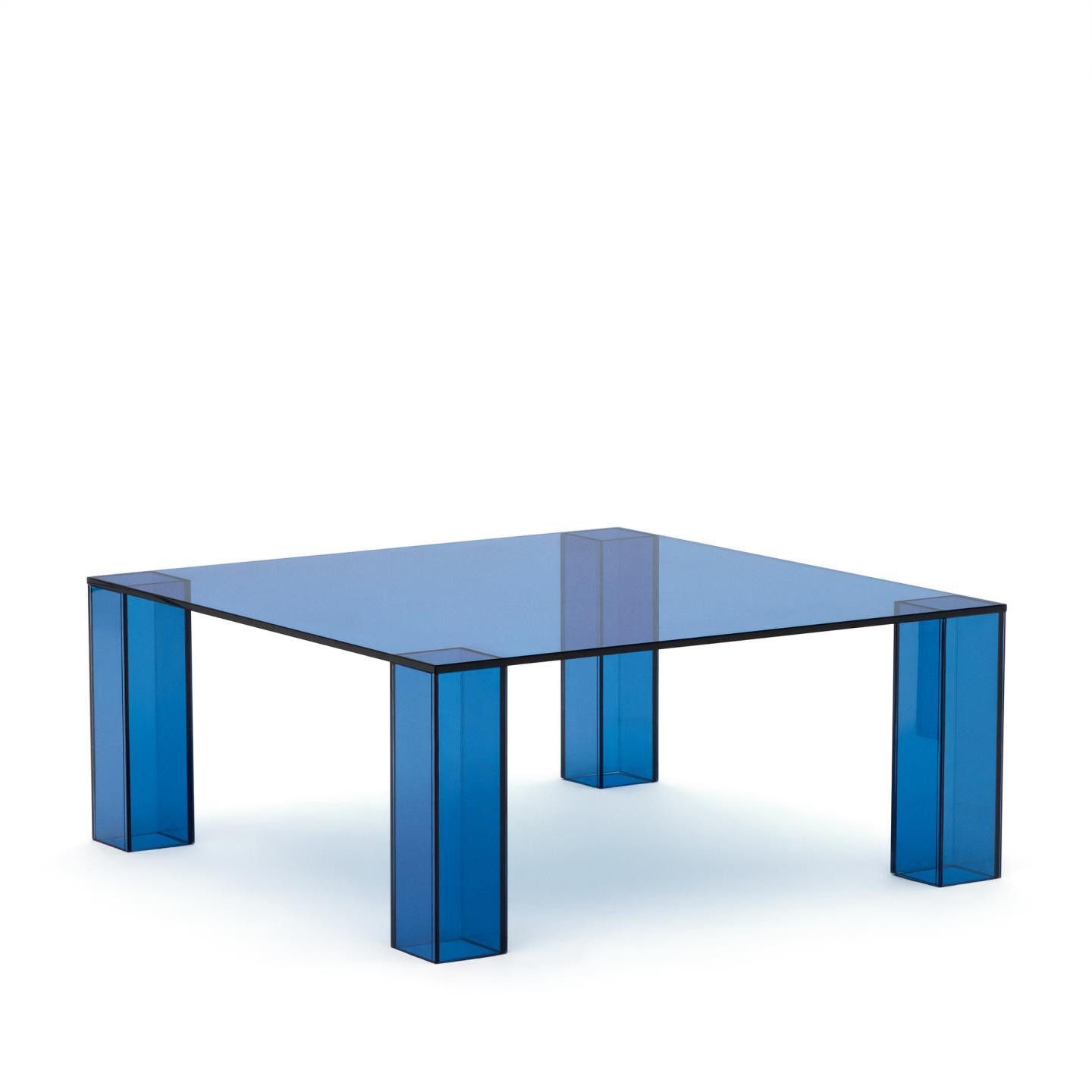 Natur24 Beistelltisch Adularia Beistelltisch 60 x 140 x 30 cm Glas Transparent Blau