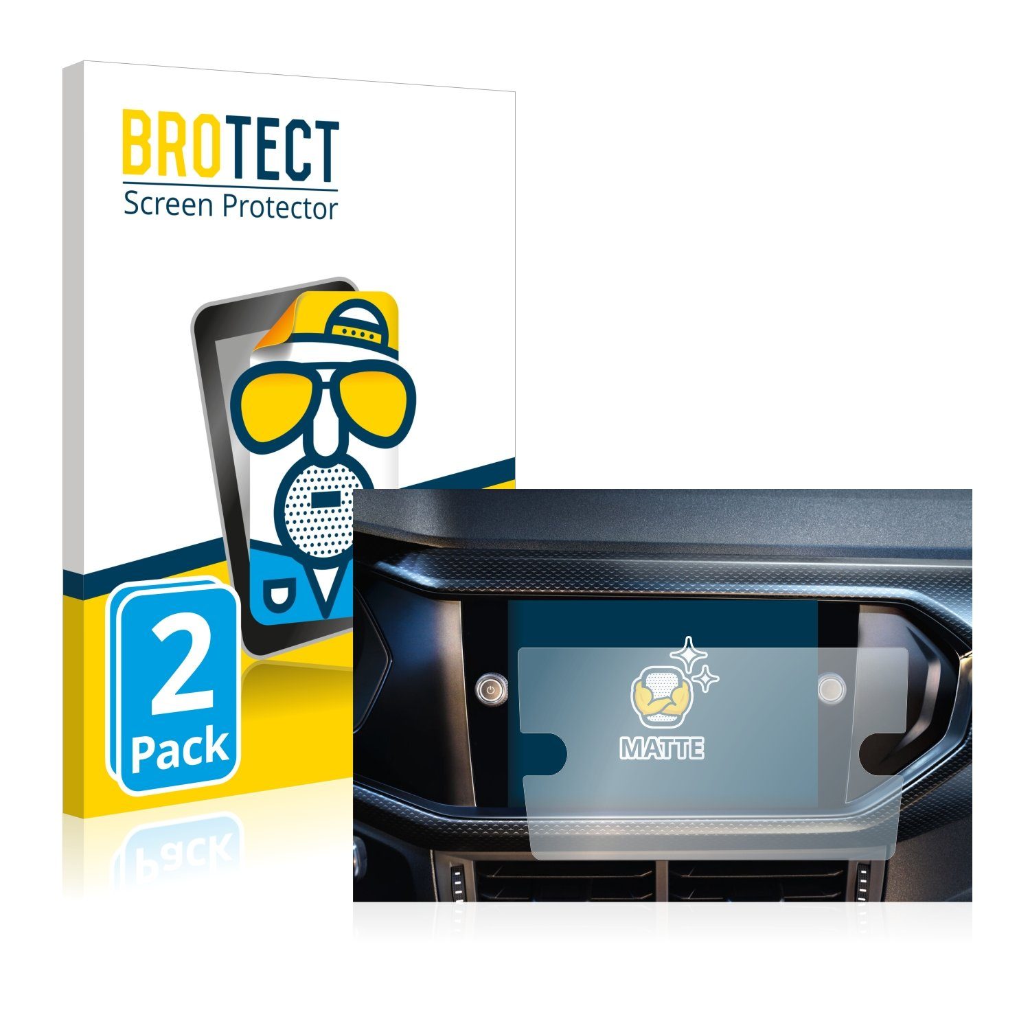 BROTECT Displayschutzfolie Schutzfolie für Volkswagen T-Cross 2021 Ready 2 Discover 8", 2 Stück, Displayschutz Schutz Folie Matt Entspiegelungsfolie