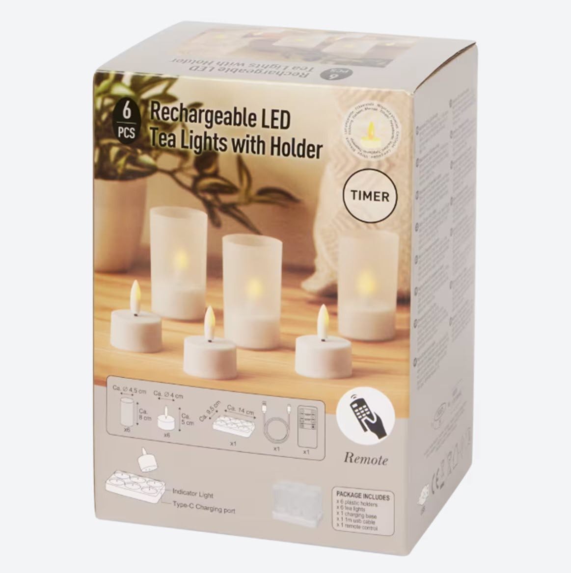 Spectrum LED-Teelichter Aufladbare Teelichter 6 Stück in Röhre LED