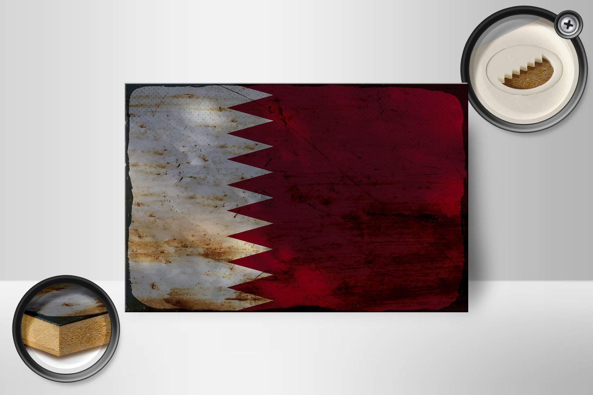 Femer GmbH Holzbild Flagge Katar 18x12 cm Flag of Qatar Rost, Flaggen (1 St), Glatte Holzfaserplatte (MDF), vorn beschichtet