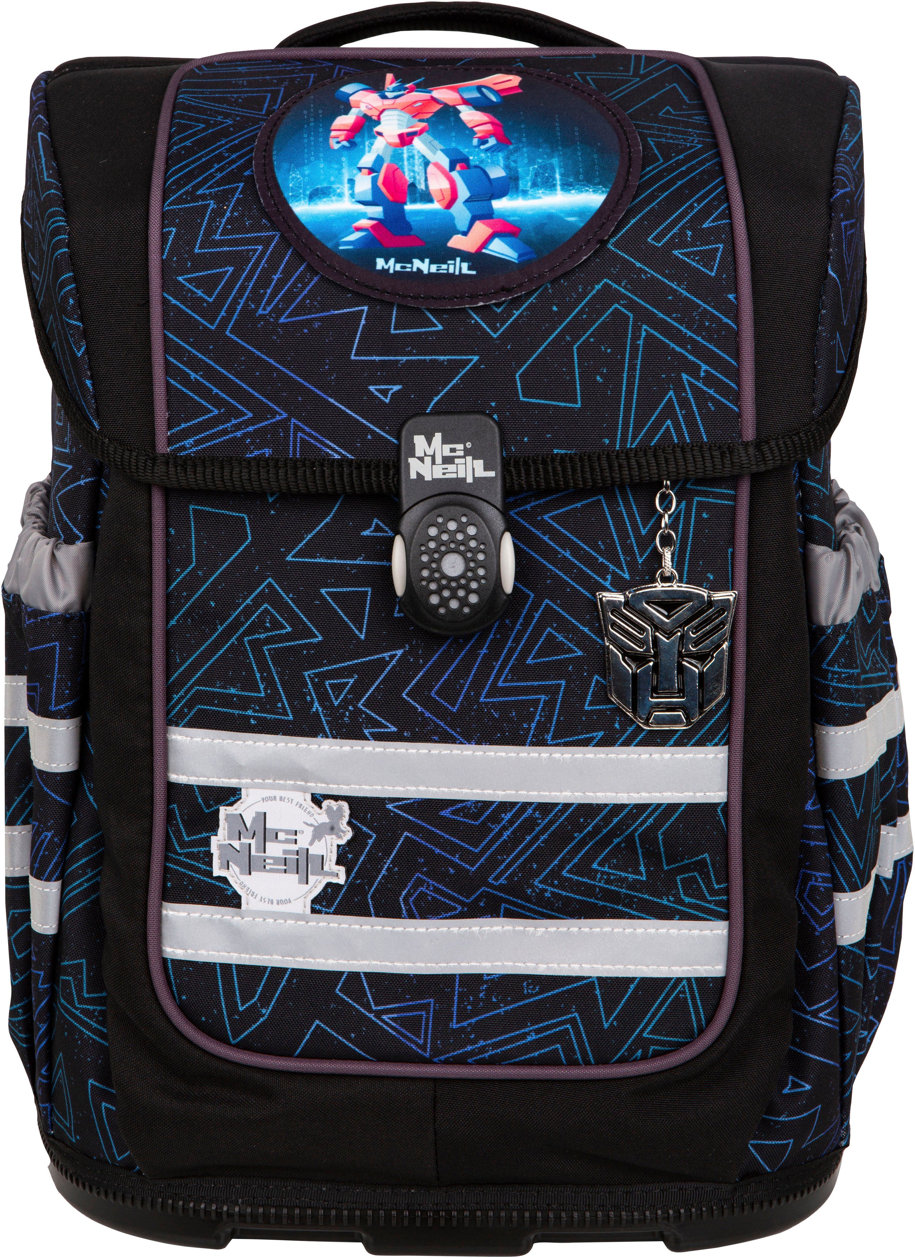 McNeill Schulranzen Ergo Compacto, Tron (Set, 5-tlg), inkl. Federmäppchen, Turnbeutel, Schlamperrolle & Motivmagnet