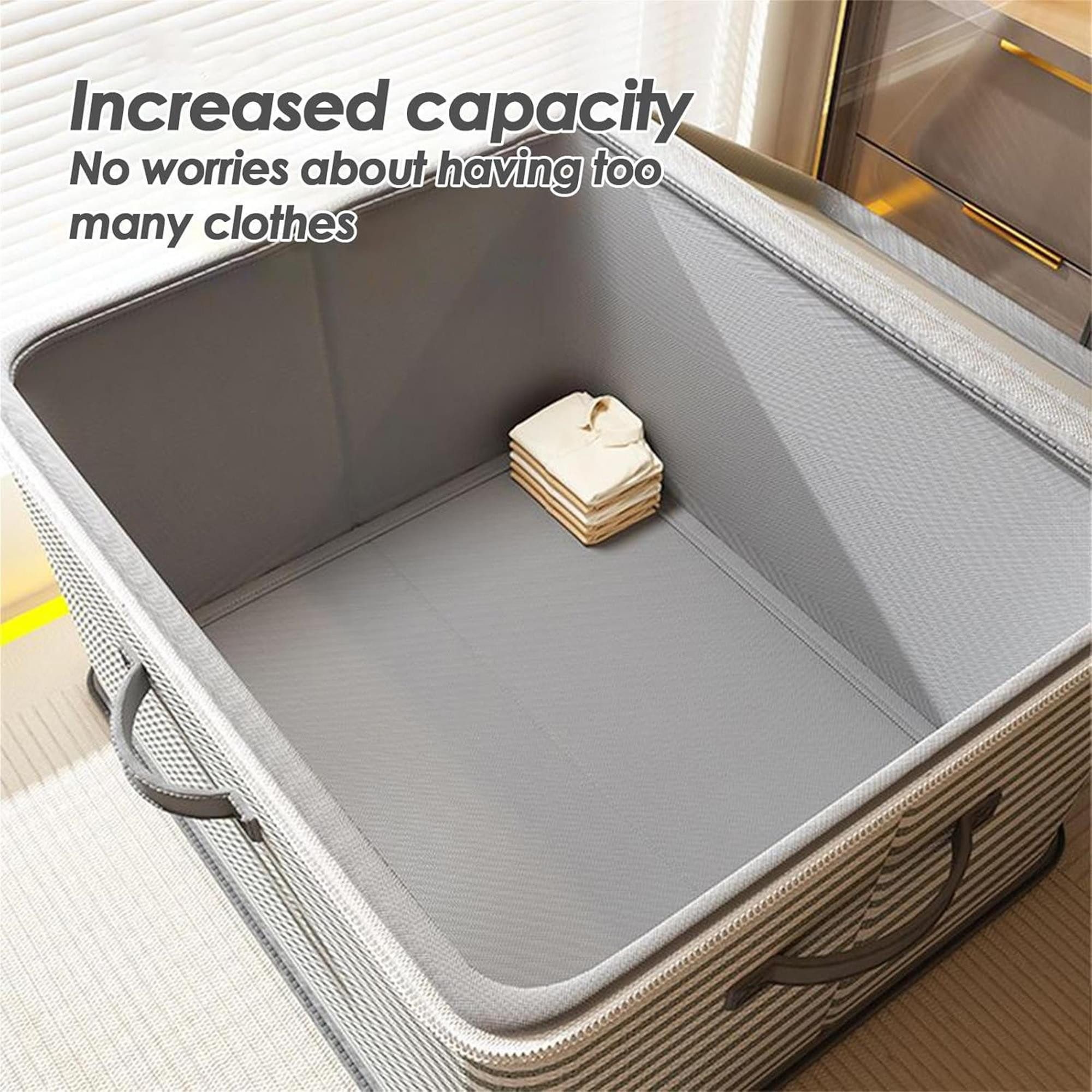Fyrove Aufbewahrungsbox Faltbare 45x30x30 cm, mit Deckel & 3 Griffen, Stoffbox (für Kleidung & Decken) – Bild 5 von 5