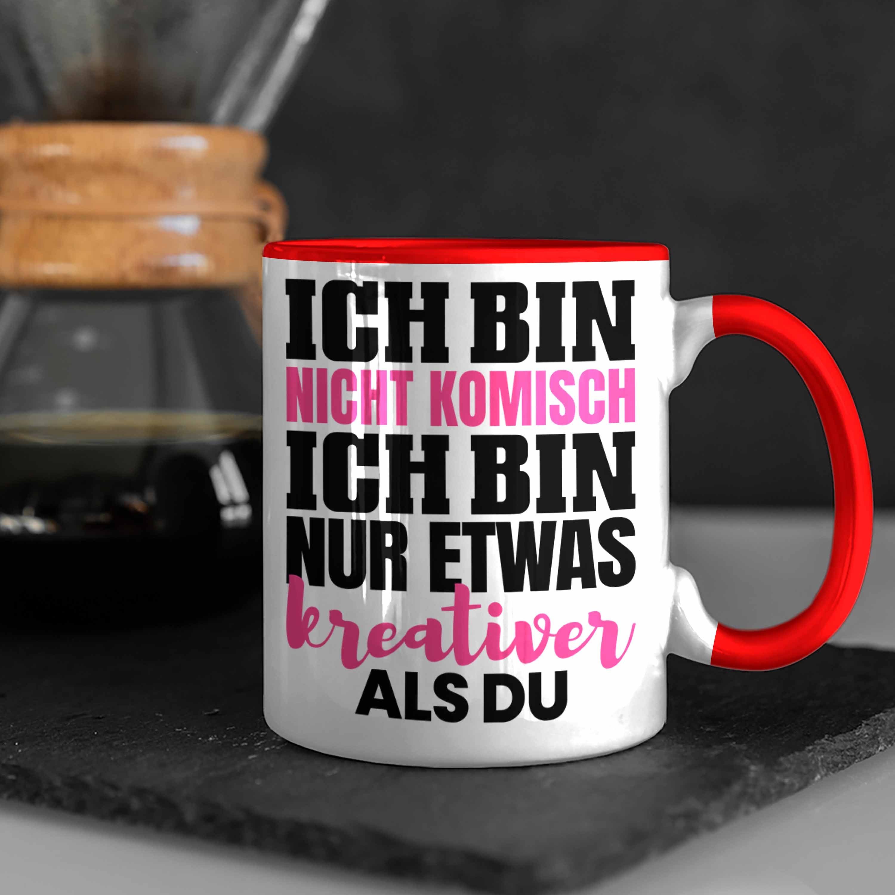 Verrückte Trendation Tasse Geschenk Rot Freundin Arbeits-Kollegin Crazy Tasse Kaffee-Becher