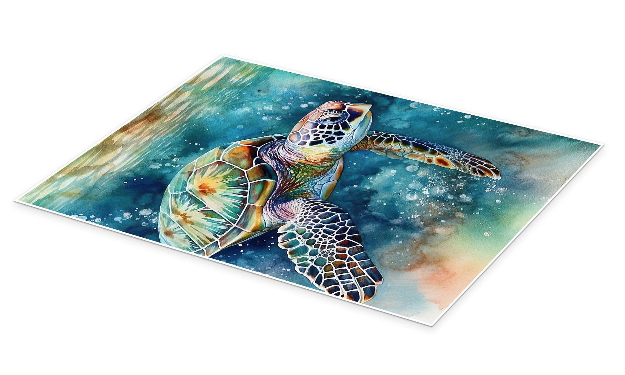 Posterlounge Wandbild Schwimmende Schildkröte, Ryley Gray, erhältlich als Poster, Leinwandbild, Wandsticker oder Acrylglasbild