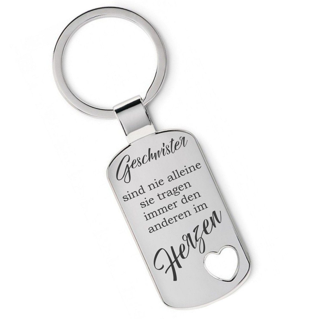 Lieblingsmensch Schlüsselanhänger Geschwister sind nie allein - ein tolles Geschenk und Glücksbringer (Schlüsselanhänger mit Gravur, inklusive Schlüsselring), Robuste und filigrane Lasergravur