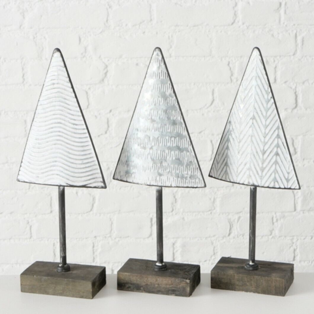 BOLTZE GRUPPE GmbH Dekobaum Dekoaufsteller Nauders Baum 3 sortiert Zink H.38 cm weiß Stückpreis