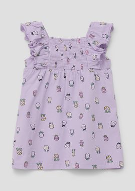s.Oliver Jerseykleid Kleid aus Baumwollstretch Raffung, Smok-Detail, Volants