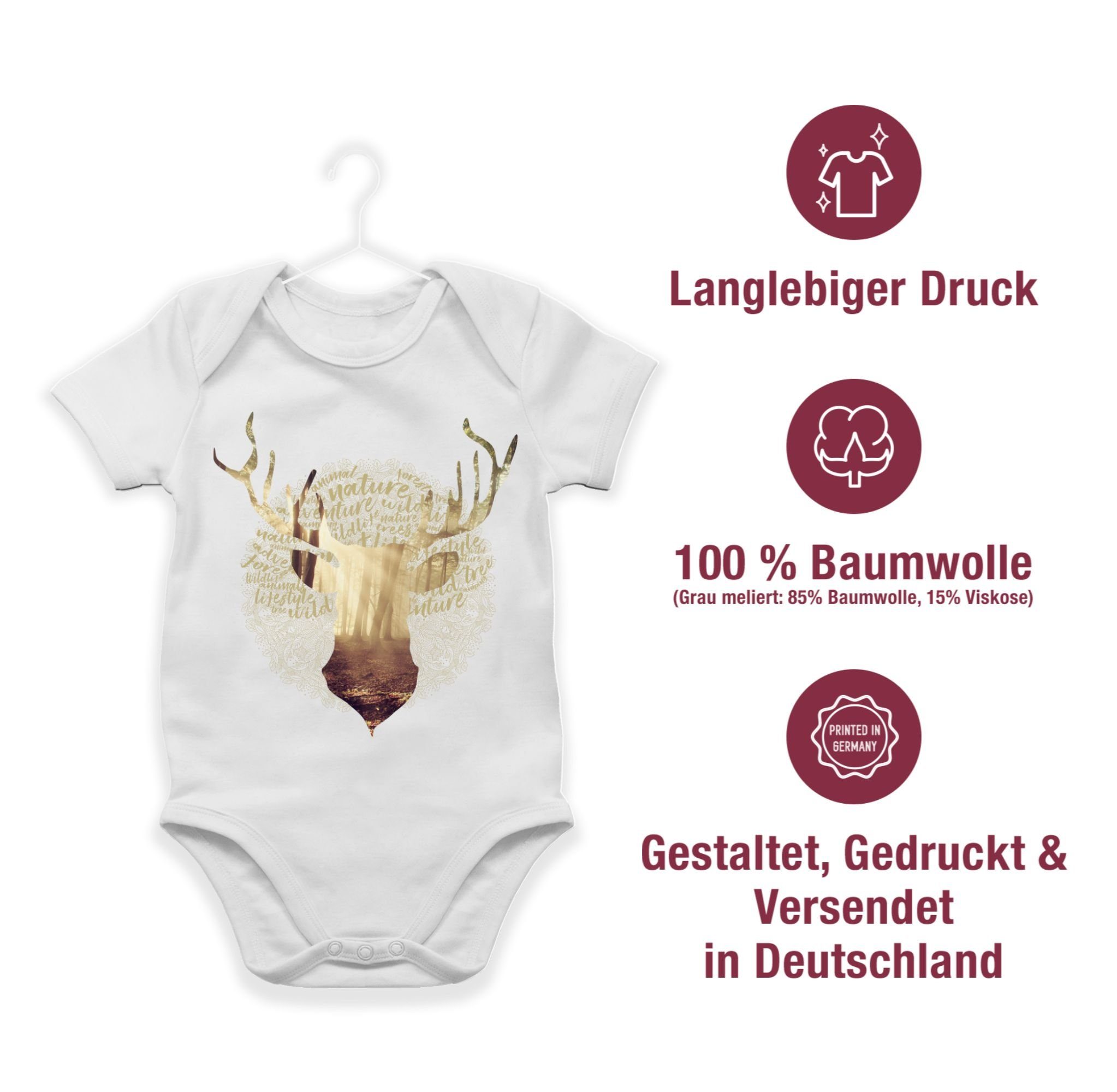 Shirtracer Shirtbody Hirsch Jäger Weiß Outfit Baby Oktoberfest Mode für 2