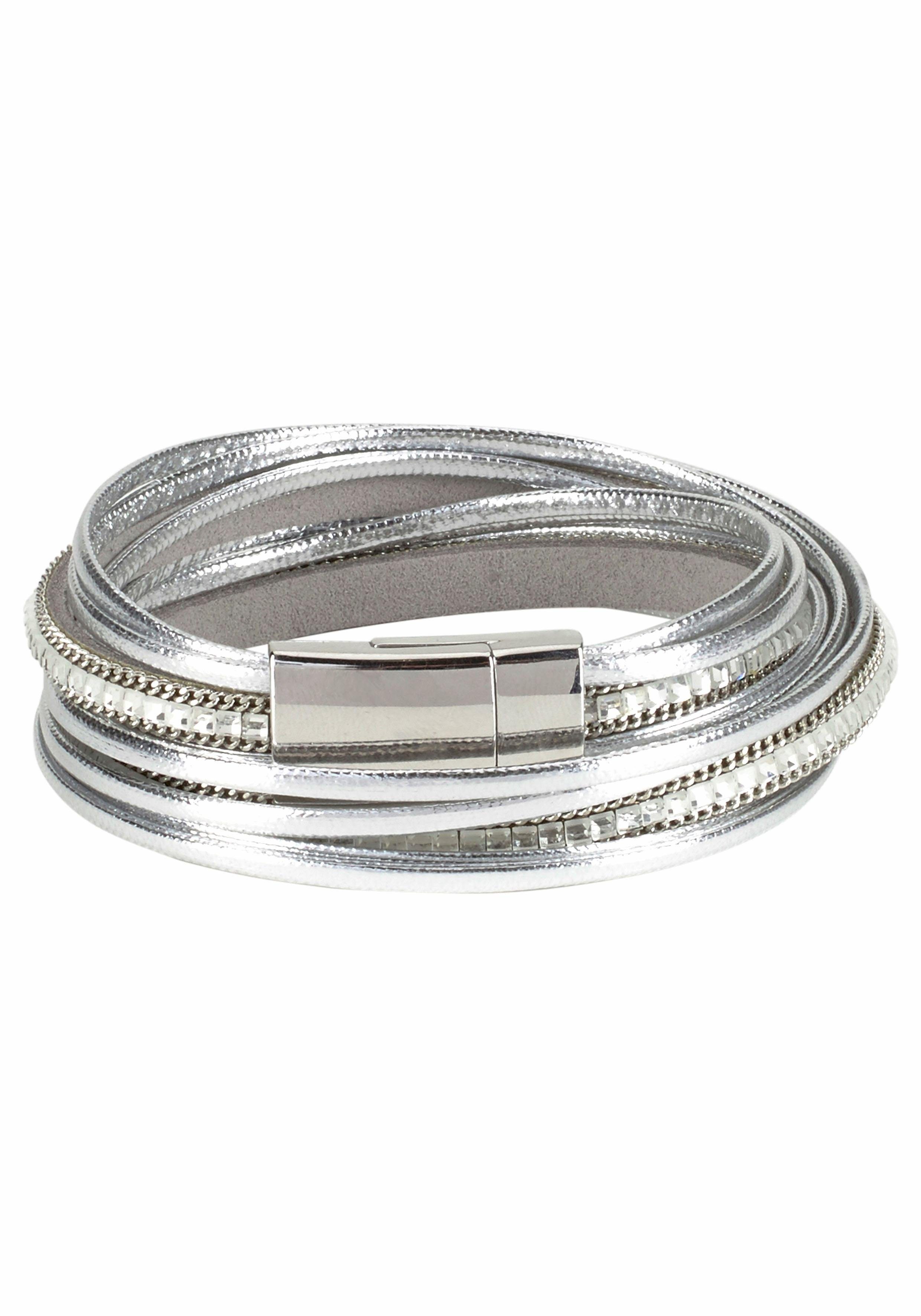 Firetti Wickelarmband im Metallic Look, mit Glasstein
