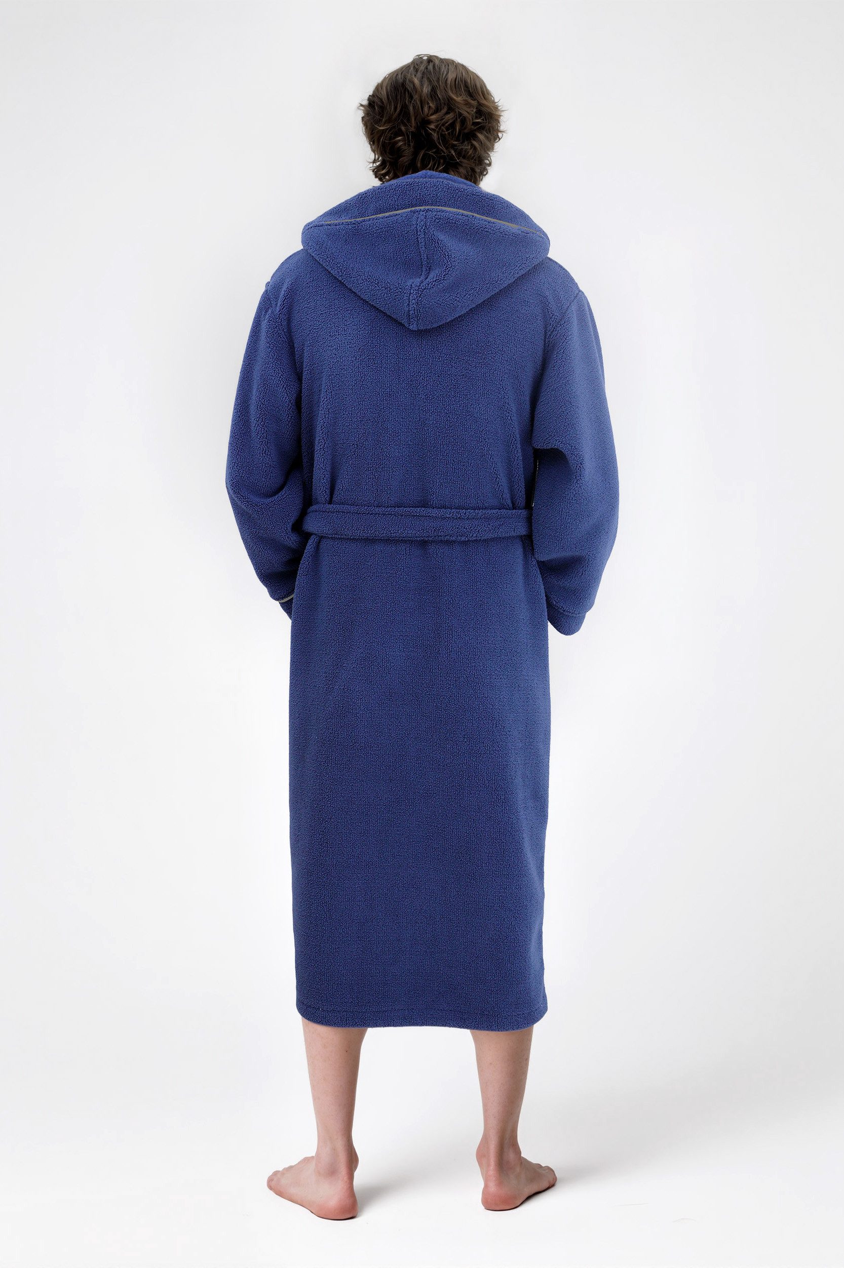 OTTO home Unisex-Bademantel Lillou, ideal für Sauna & Spa, Hotelbademantel, Morgenmantel, Langform, Microfaser, Kapuze, Gürtel, kuschelig weicher Fleece, plüsch, für Damen und Herren, XS-3XL