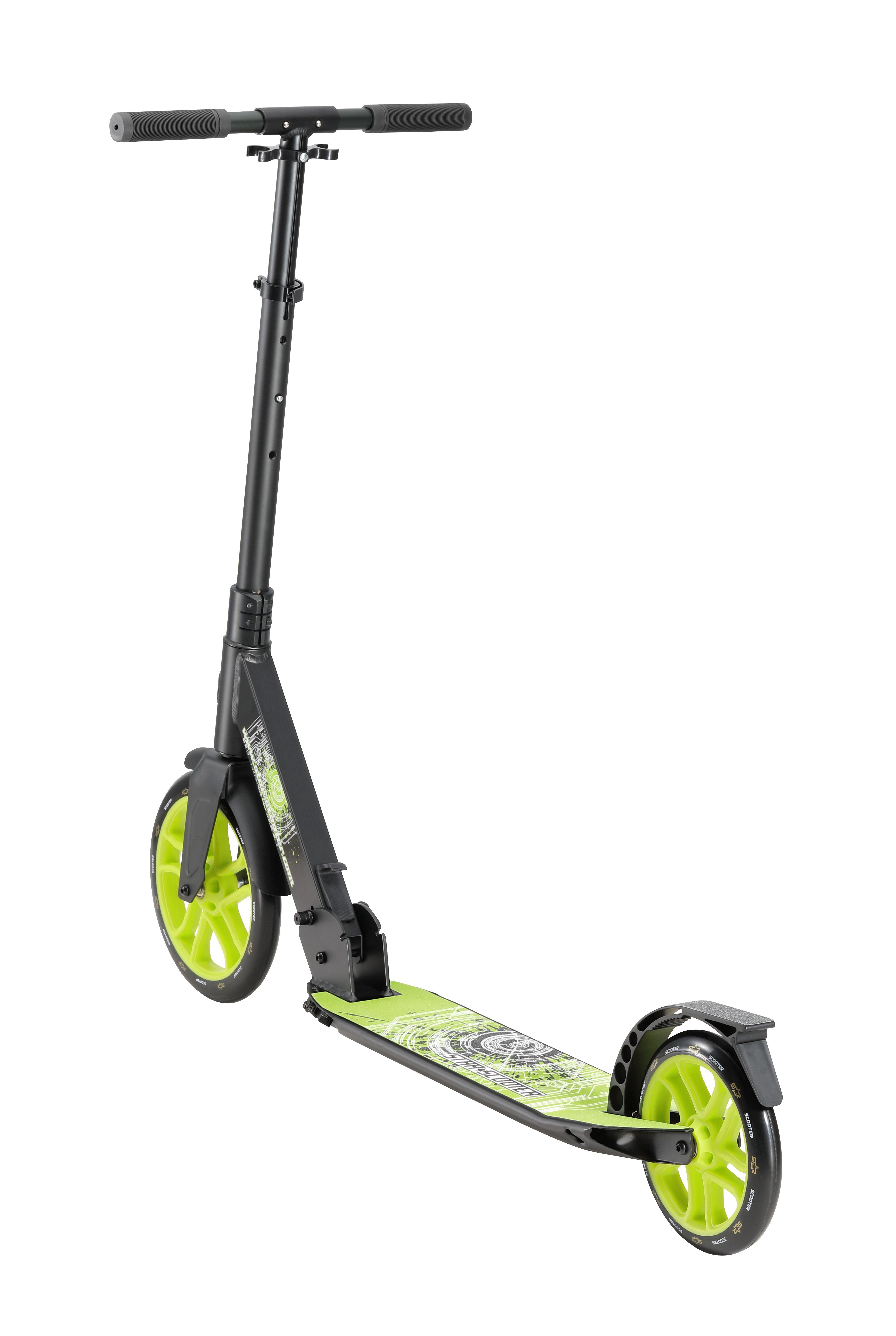 Star-Scooter Cityroller 255 mm, ab 8 Jahre, Kinder City Roller ab 158 cm, Jungen, Mädchen, Klappbar, Höhenverstellbar, Seitenständer, Aluminium