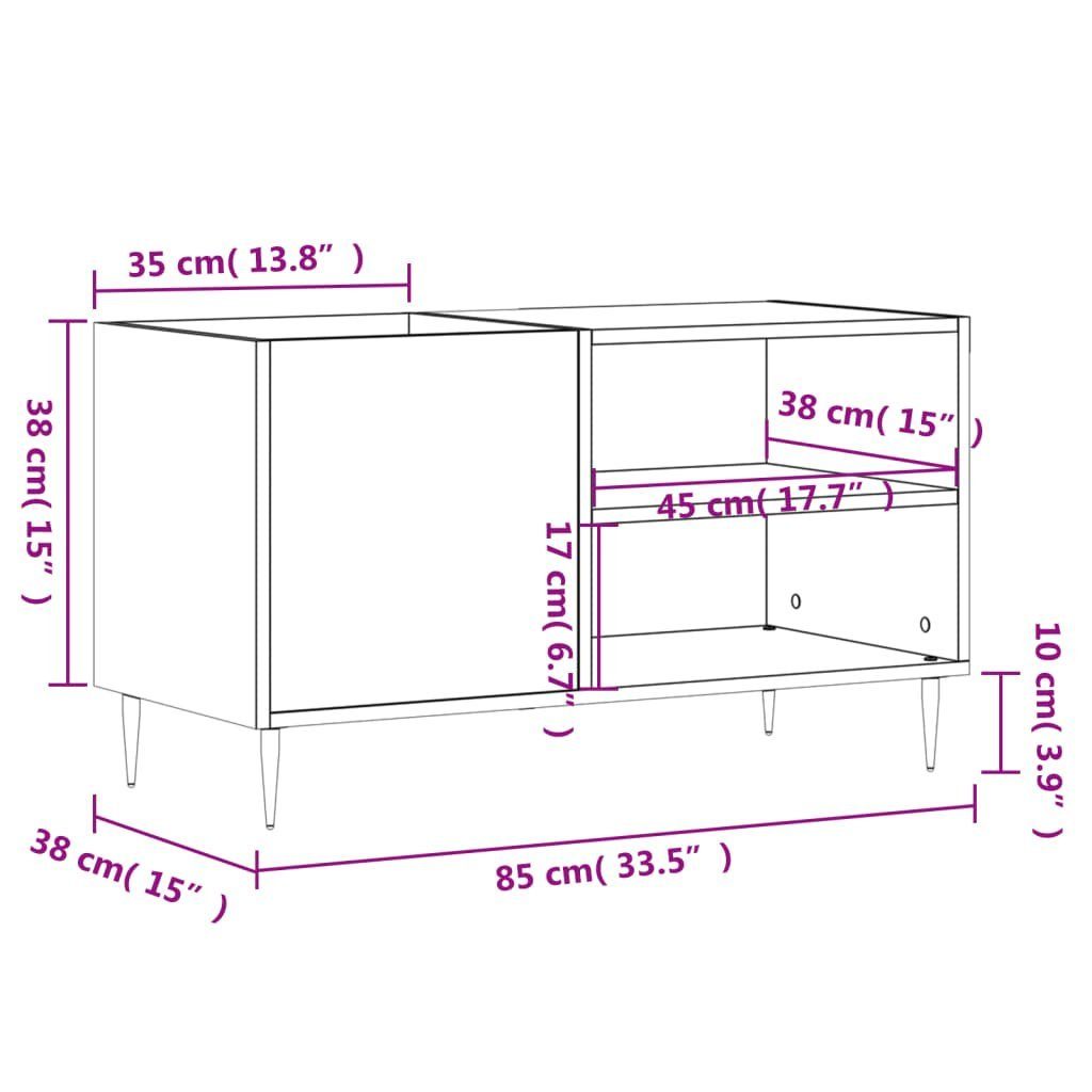 Plattenschrank Media-Regal Holzwerkstoff, 85x38x48 vidaXL cm Hochglanz-Weiß 1-tlg.