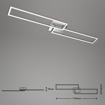 Briloner Leuchten LED Deckenleuchte 3145-018, CCT Farbtemperatursteuerung, Fernbedienung, dimmbar, Nachtlicht, Timer, LED fest verbaut, Kaltweiß, Neutralweiß, Tageslichtweiß, Warmweiß, Deckenlampe, 110x24,8x7,8cm, Chrom, 40W, Wohnzimmer, Schlafzimmer