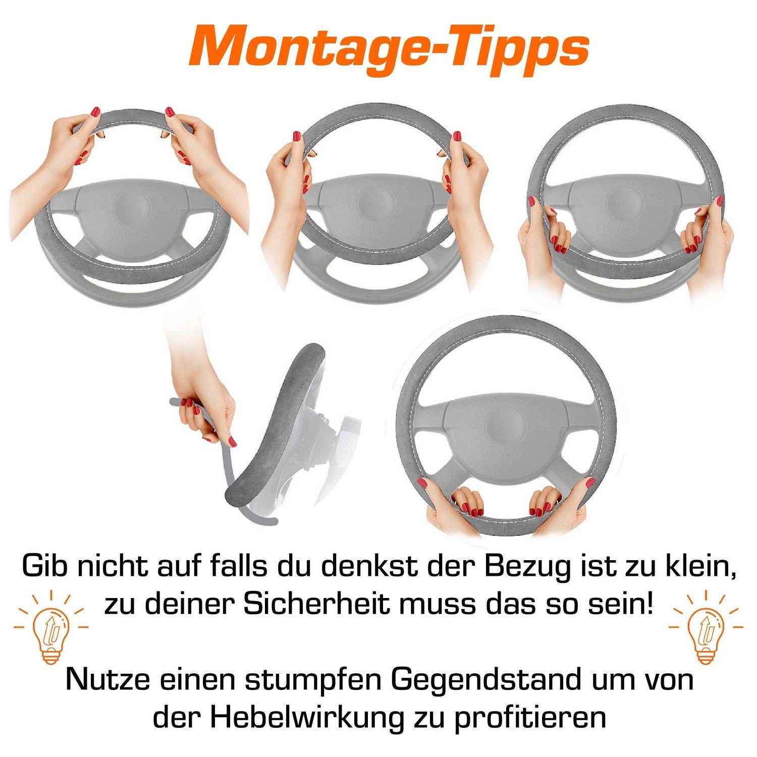 Upgrade4cars Lenkradbezug Alcantara Struktur - Sportlich-Elegante 39,00 Wildlederähnliche cm, Braun Ø 37,00 Optik