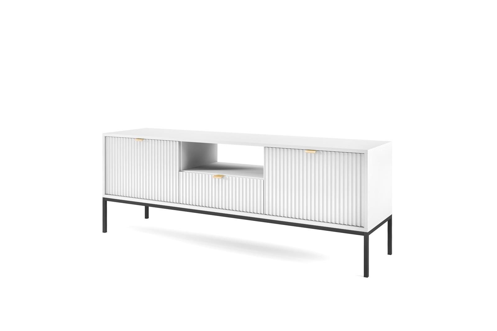 Beautysofa TV-Schrank Novia (Metallgestell, Farbe) Grau / Lowboard / Schwarz Stil Wohnzimmer, für im Weiß modernes