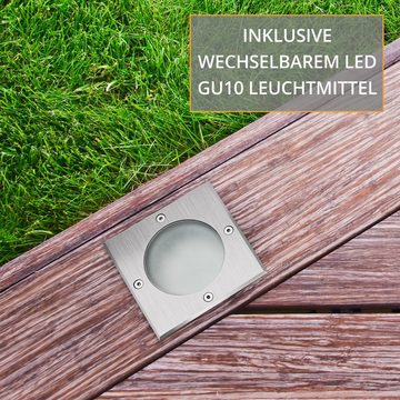 SSC-LUXon LED Gartenstrahler LED Bodeneinbaustrahler MADON in quadratisch IP67 mit LED GU10 5W, Neutralweiß