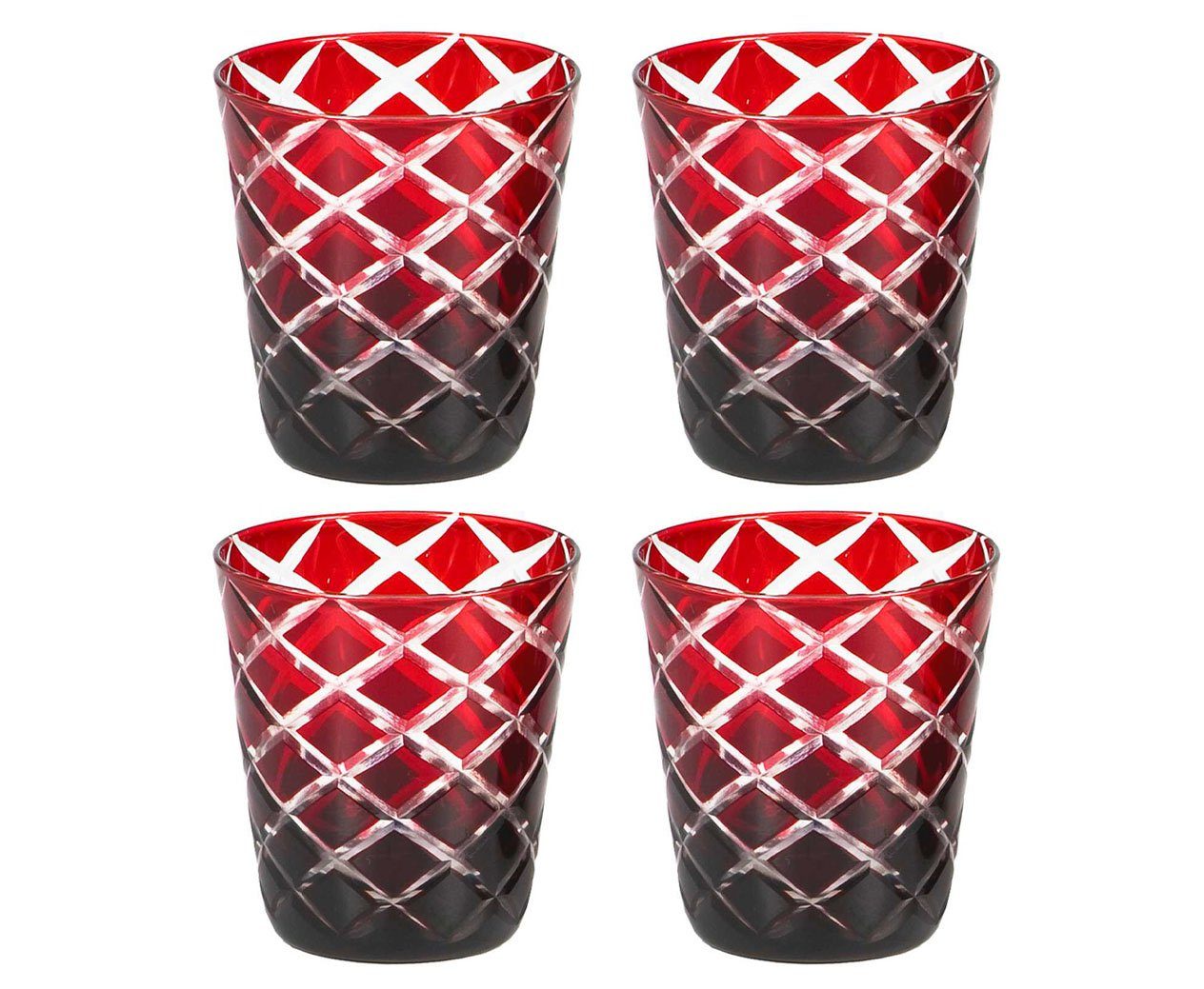 EDZARD Gläser-Set Dio rubin, Kristallglas, 2er-Set, Kristallglas, handgeschliffen, rubinrot, 140 ml