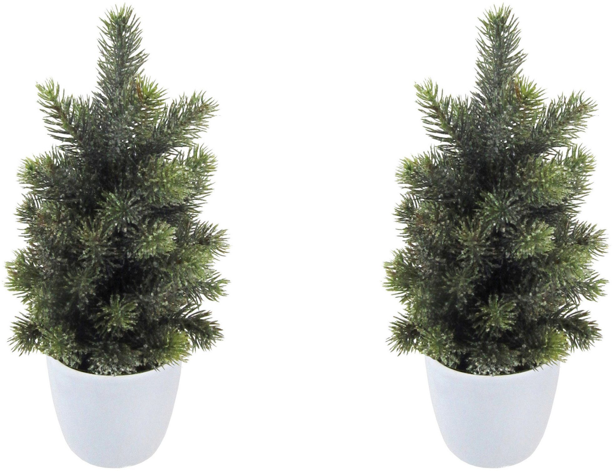 Creativ green Weihnachtsdeko, Keramiktopf künstlicher im Weihnachtsbaum und Künstlicher Frost-Optik Tannenbaum, mit Christbaum