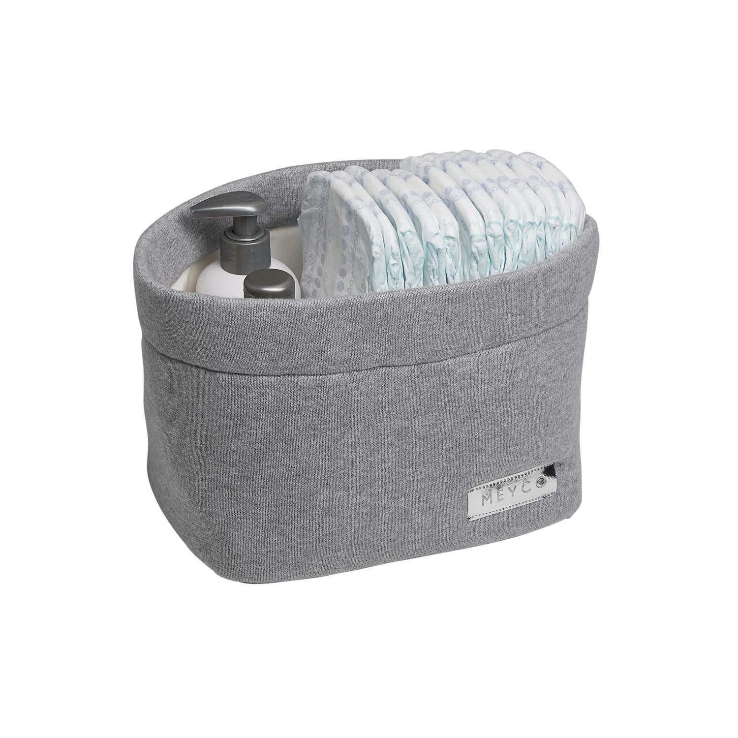 Meyco Baby Dekokorb Knit Basic Grey Melange (100% Baumwolle, 1 St), Abwischbar