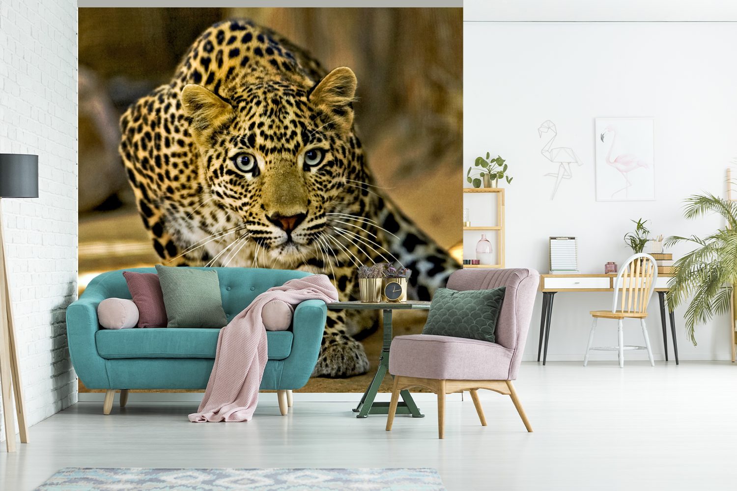 oder Porträt, - bedruckt, Wandtapete für Schlafzimmer, Raubtier St), Fototapete (5 MuchoWow Vinyl Wohnzimmer Leopard - Tapete Matt,