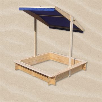 Feel2Home Sandkasten Sandkasten Blau Buddelkiste Holz Dachabdeckung Spielhaus Sonnenschutz, Mit verstellbarem Sonnendach