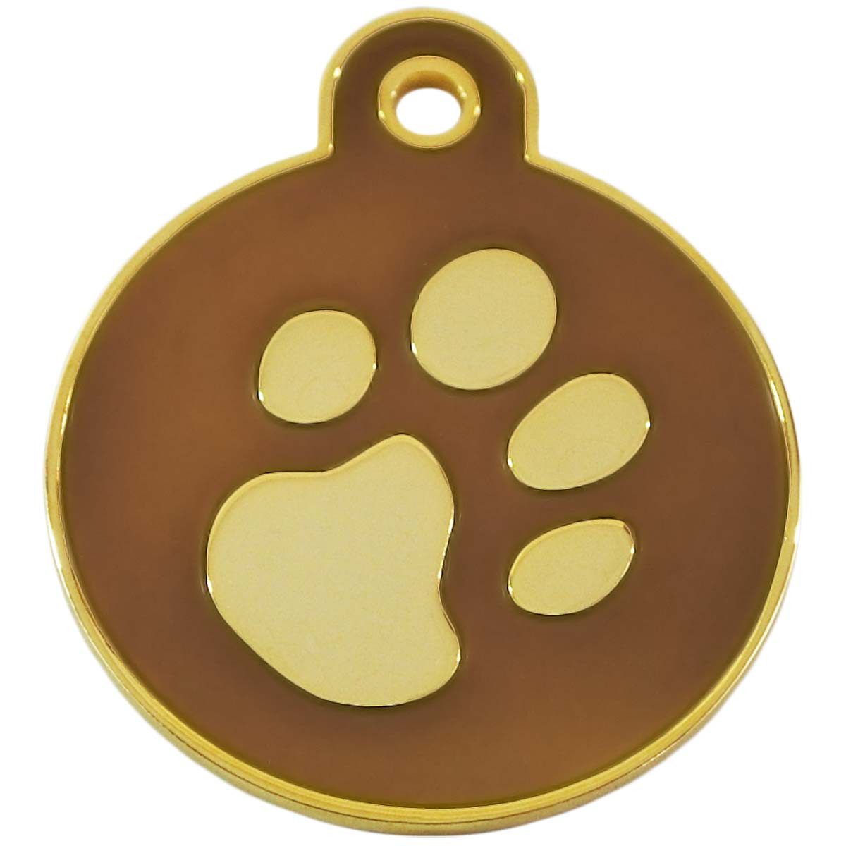 ZGM Anhänger mit Gravur Adressanhänger mit Gravur - rund groß - mit Pfote - braun/gold, mit Pfote
