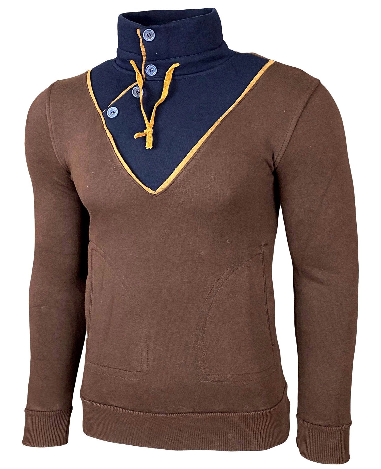 Baxboy Strickpullover Baxboy Herren Sweatshirt Tube-Neck Stehkragen Knopfve günstig online kaufen