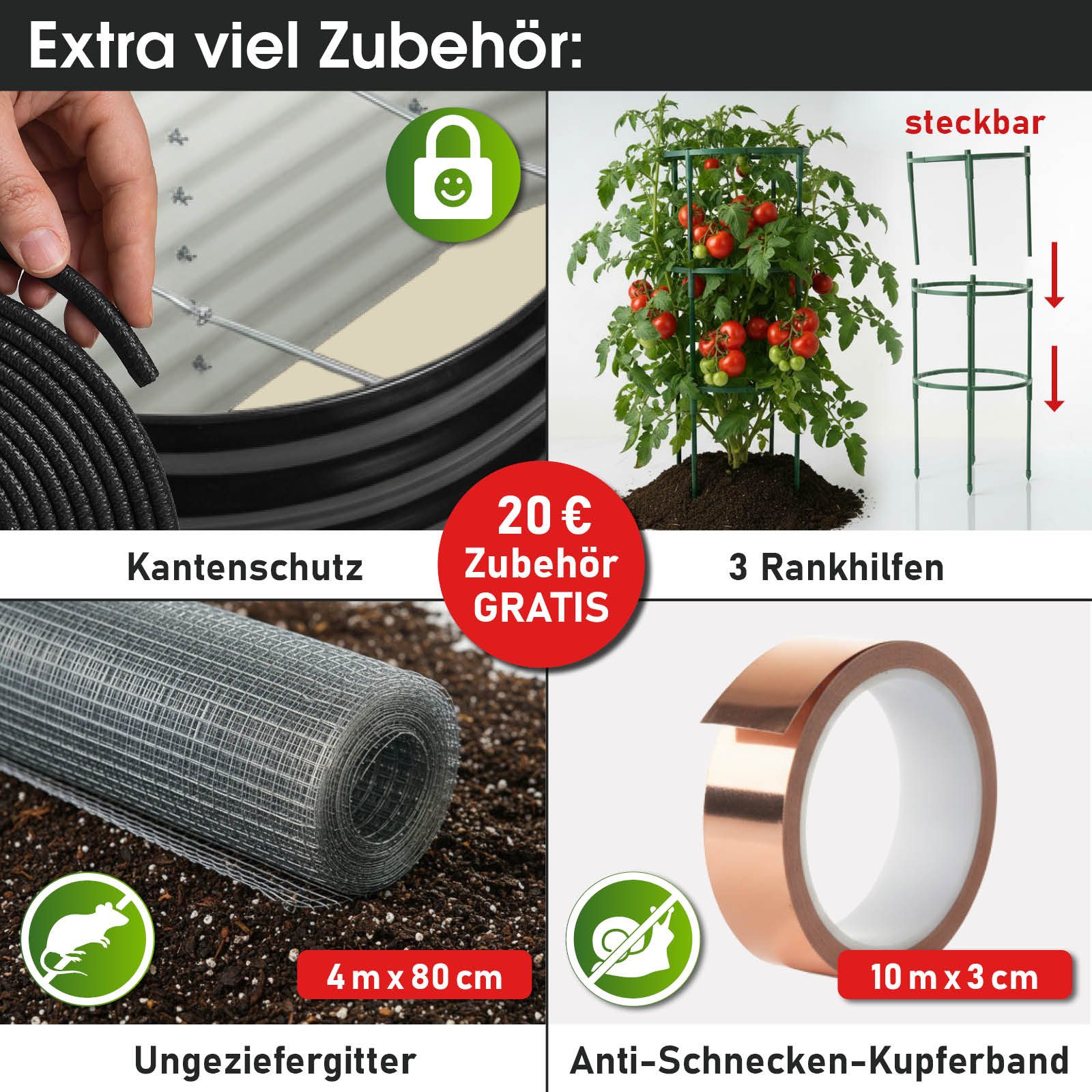 BRAST Hochbeet Metall Julia, 160x80x80-400x80x80cm, 8 Modelle, viel Zubehör (wetterfest ovale Form, für Gemüse Obst Kräuter & Blumen), Stahl rostfrei & verzinkt