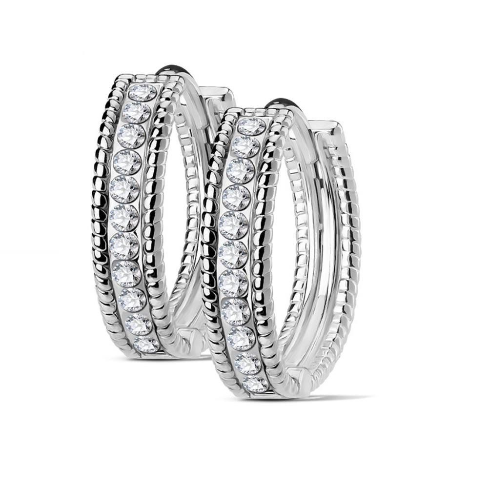 BUNGSA Creolen-Set silberne Creolen Kristalle 4mm aus Edelstahl Damen (1 Paar (2 Stück), 2-tlg), Ohrschmuck Ohrringe