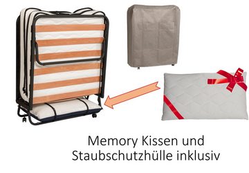 Gästebett Lux inkl. memory-visko Kissen und Schaumstoffmatratze mit Kontrastnaht