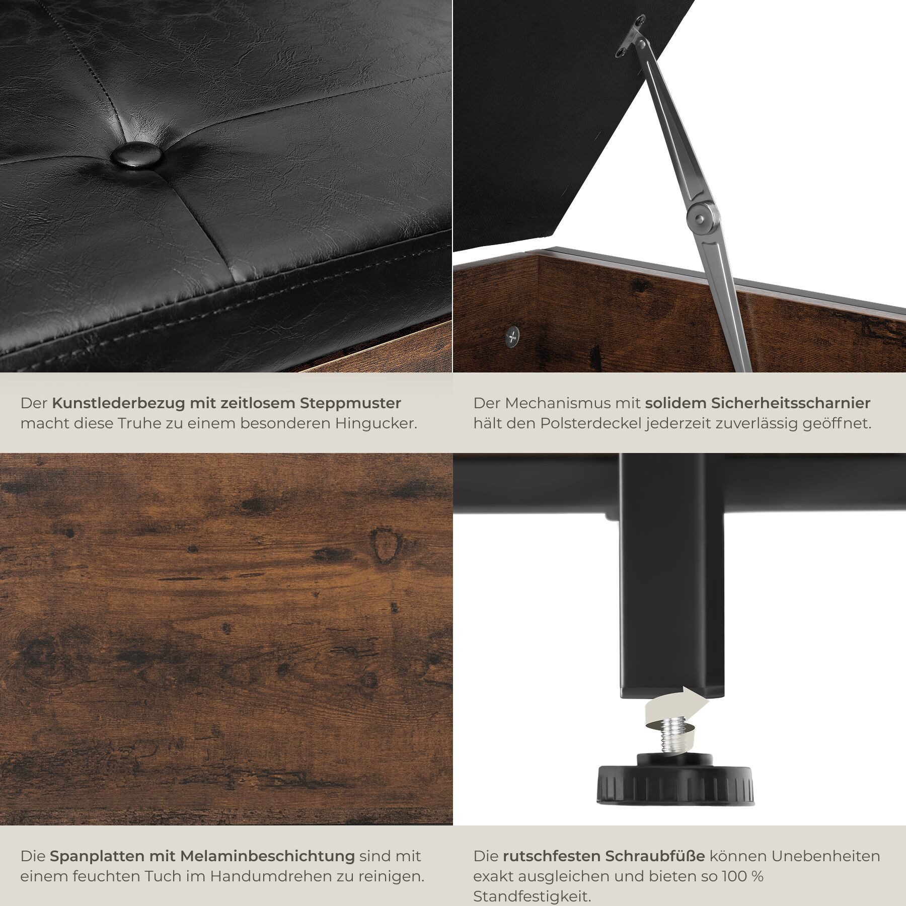 tectake Sitzhocker Sitztruhe, Industrial Style