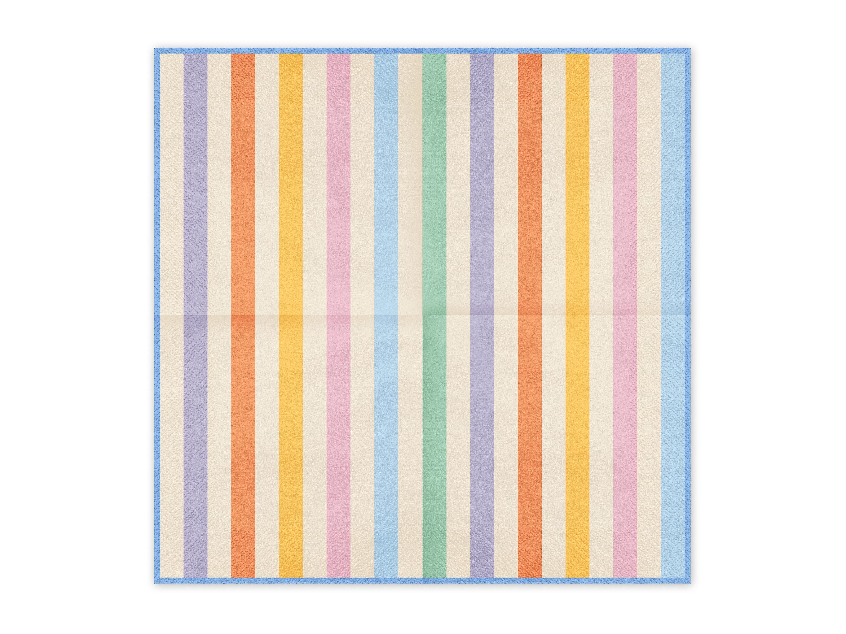 partydeco Papierserviette, Servietten Papier 33x33cm 2-lagig 20 Stück Streifen Muster Bunt