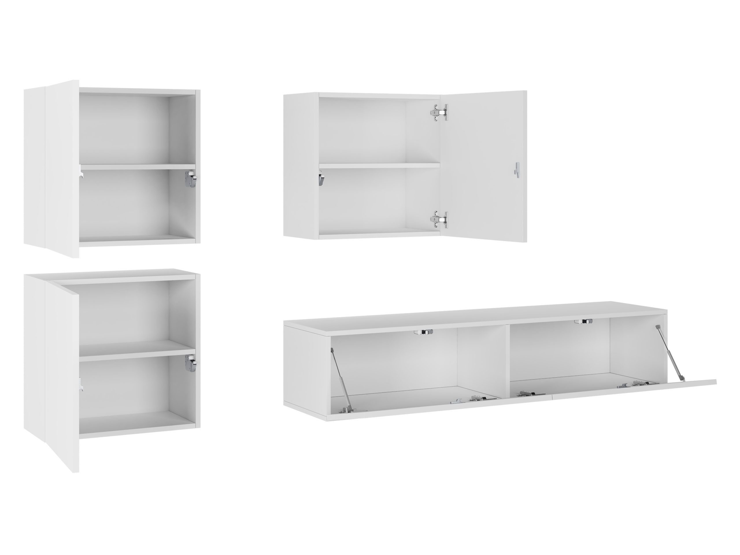 MIRJAN24 Wohnwand Vigo XXIII, (4er-Set, 3x Vitrine, TV-Lowboard 180), grifflosem Öffnen "push to open"