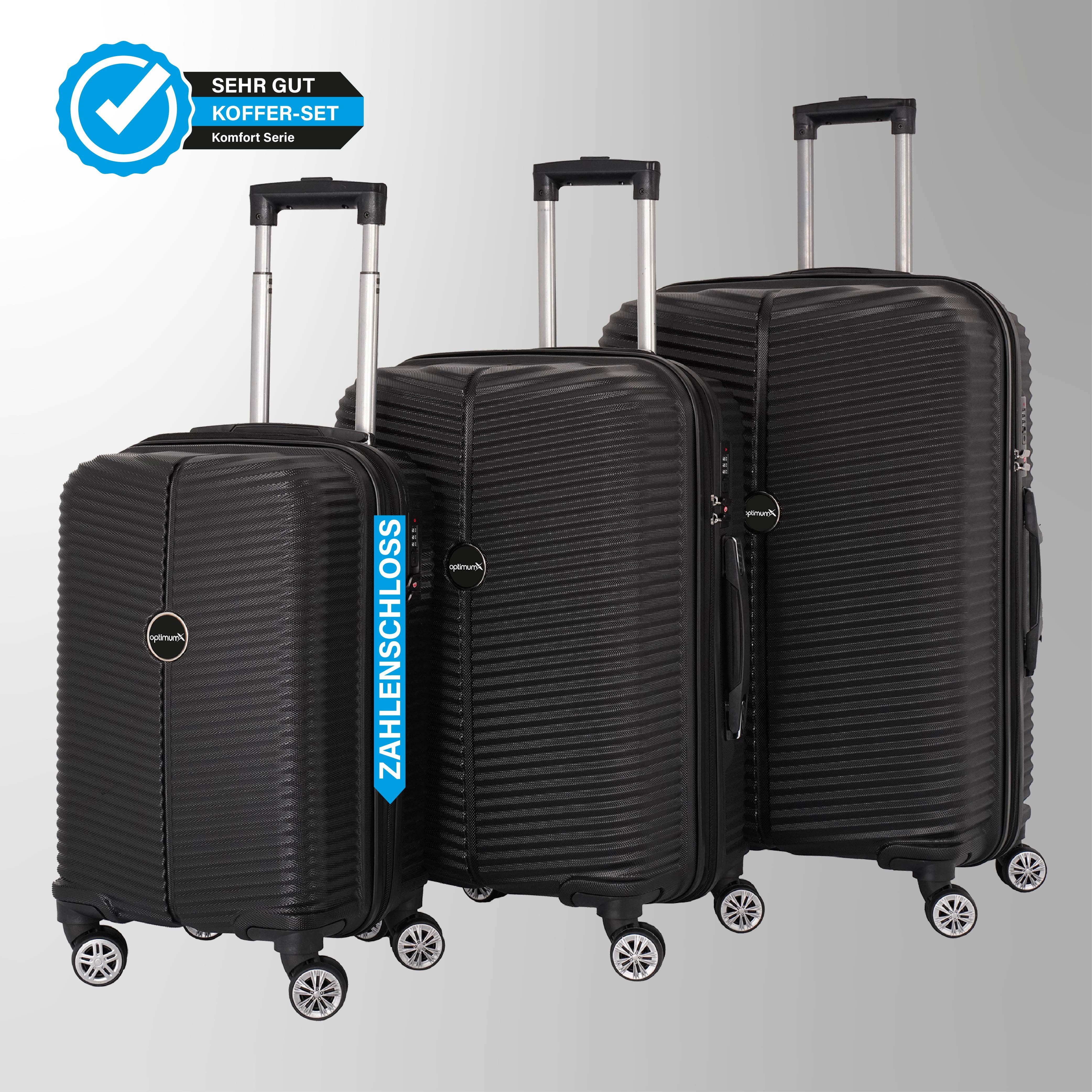 optimumX Kofferset 3-Teilig Koffer Premium Set Hartschalenkoffer  ABS-Trolley, 4 Rollen, (3 tlg)