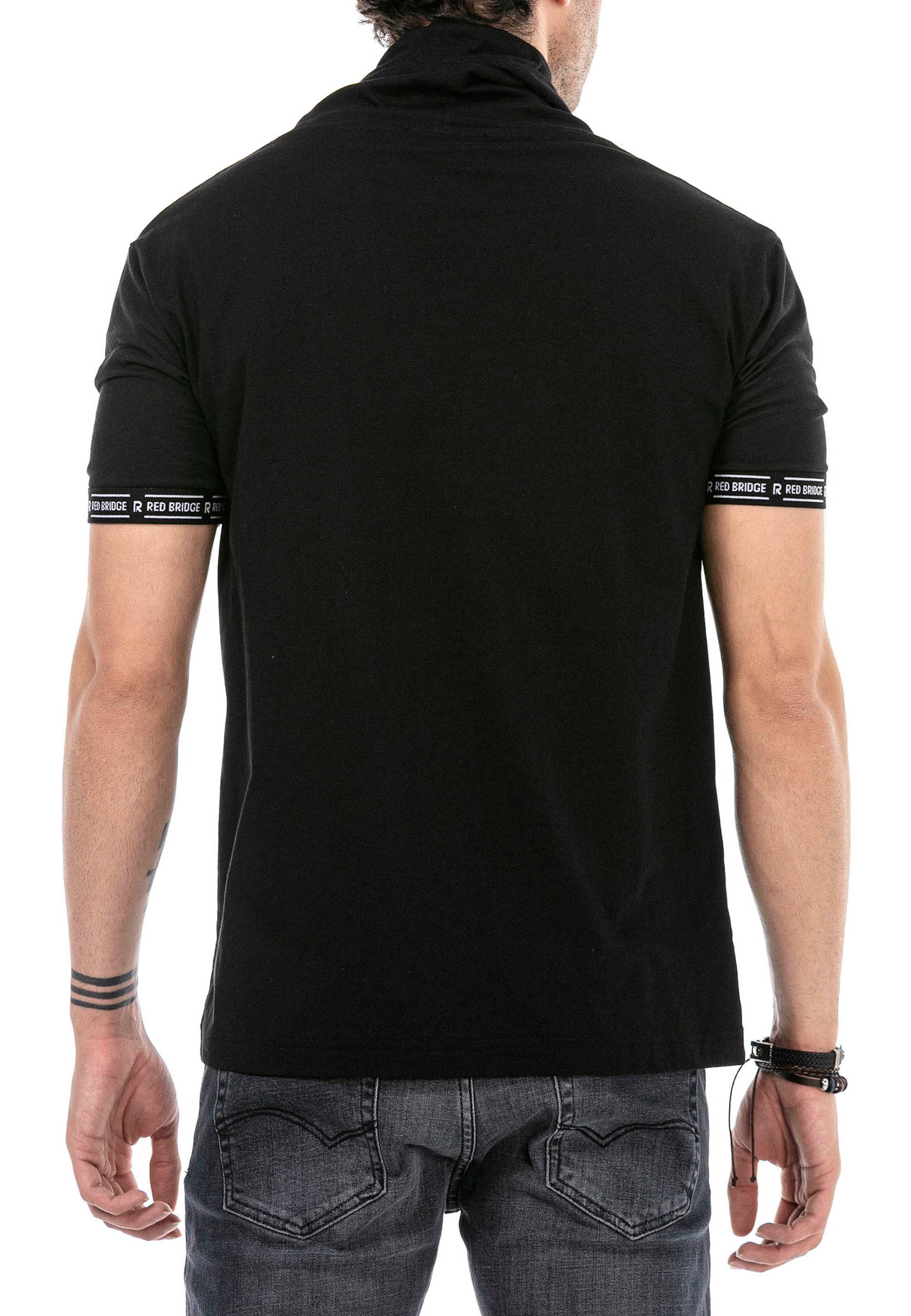 RedBridge T-Shirt mit Schalkragen – Regular Fit, Tunnelzug, Logo-Details