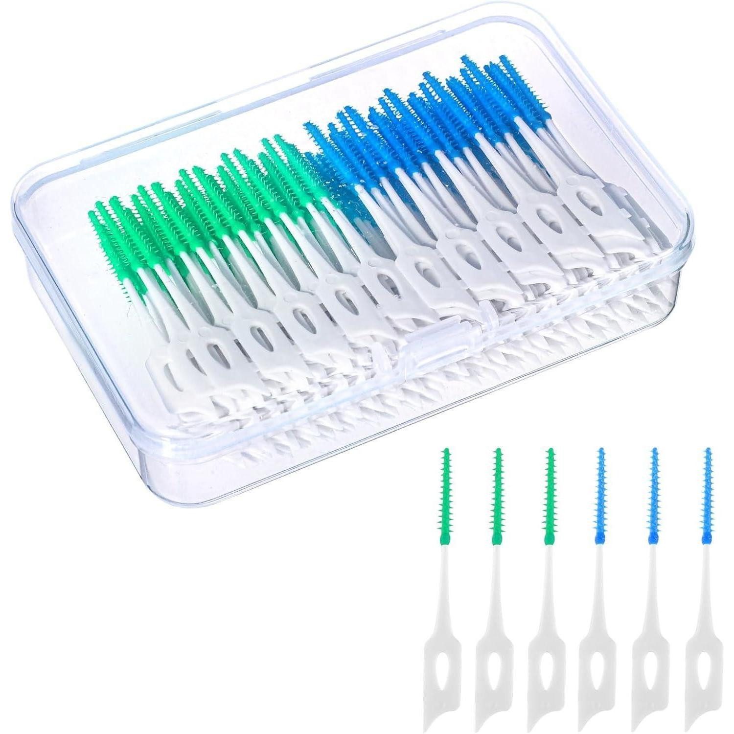 jjshund Interdentalbürsten 200 Interdentalbürsten Silikon Zahnzwischenraumbürsten Dentalstick Set