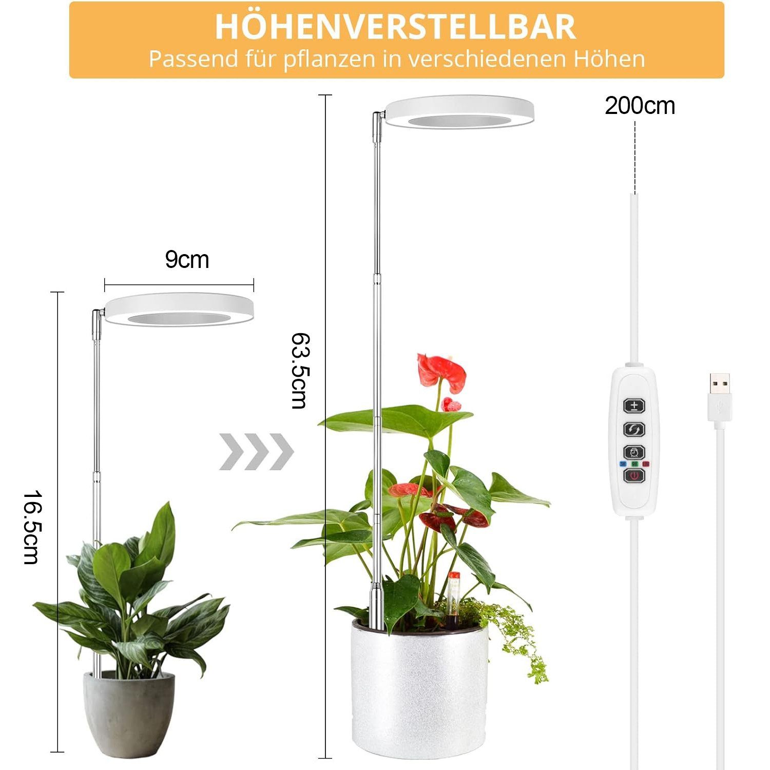 MUPOO Pflanzenlampe LED Pflanzenleuchte USB Timer Pflanzenlampe 42 LEDs Gro günstig online kaufen