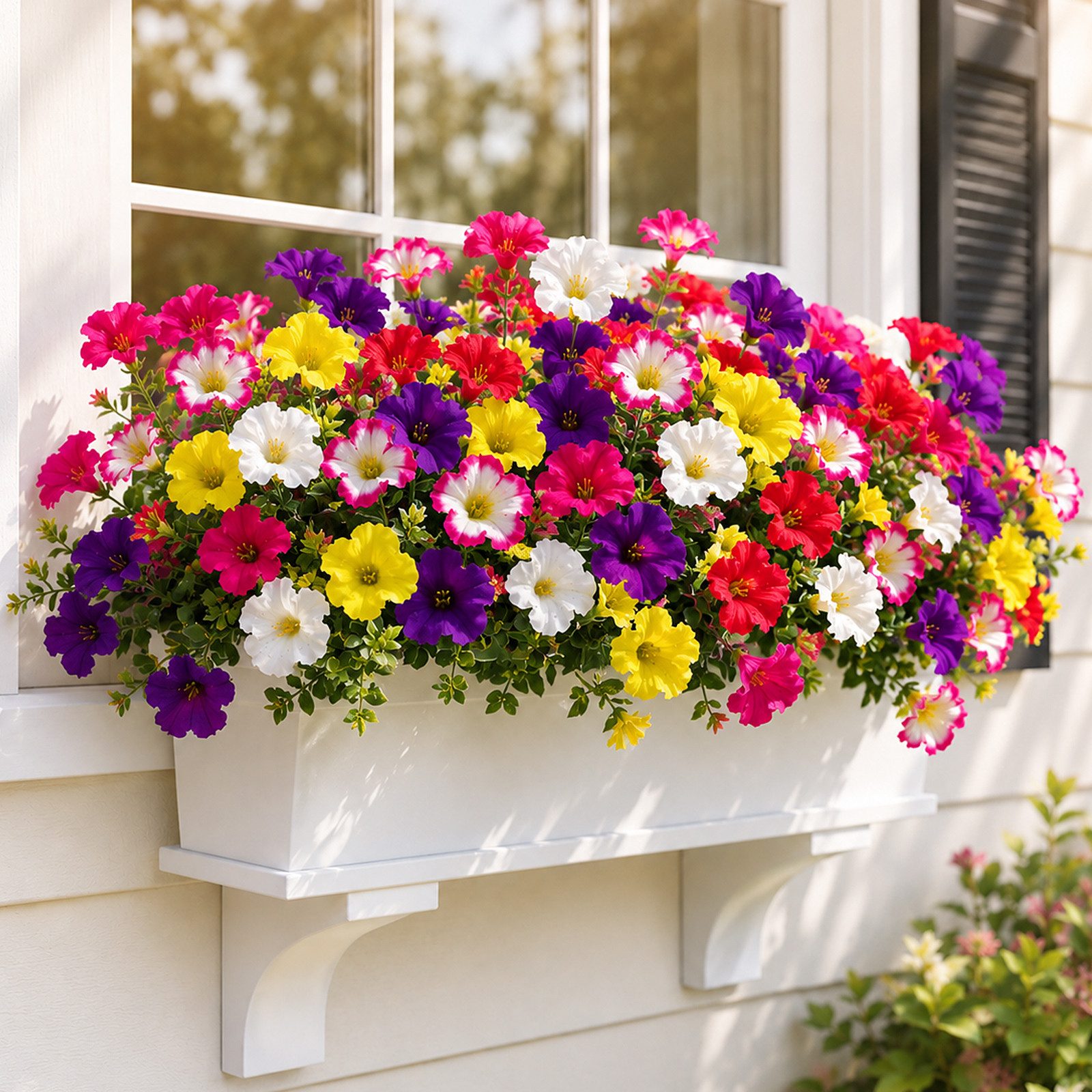 Kunstblumenstrauß 12 Bündel künstliche Blumen wie echt, UV‑beständig, pflegeleicht Prunkwinde / Stiefmütterchen, BlingBin, Höhe 35 cm, Kunstpflanzen für Außenbereich, Balkon und Balkonkasten
