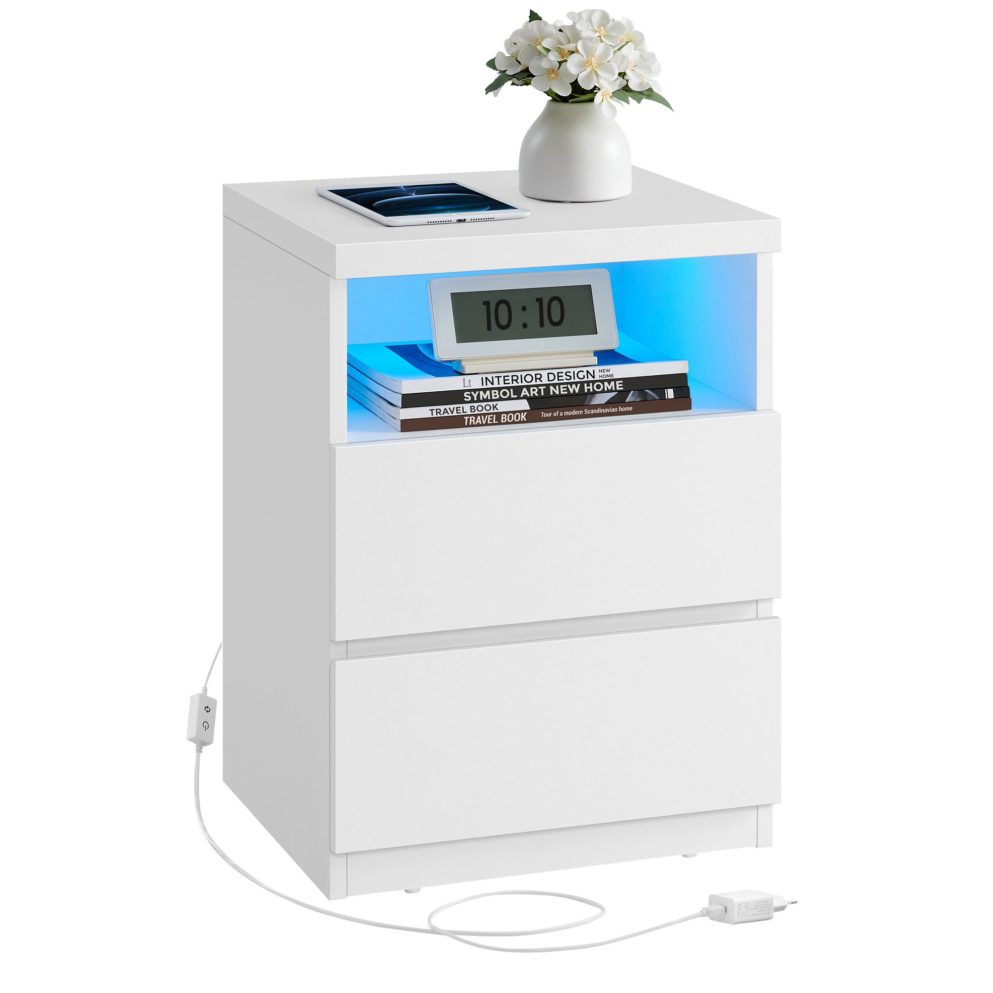 VASAGLE Nachttisch (1-St), mit verstellbarer LED-Beleuchtung, modern Beiste günstig online kaufen