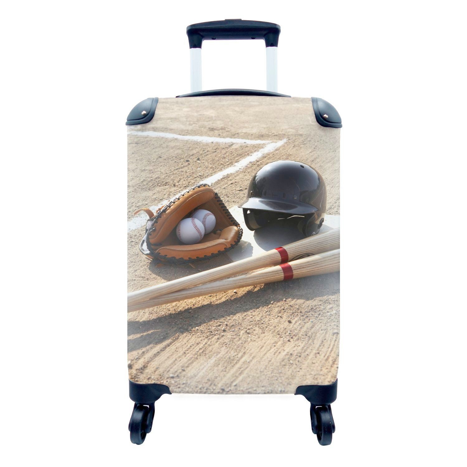 Reisetasche Handgepäckkoffer Baseballspiel, 4 Rollen, ein Ferien, Reisekoffer für für Handgepäck Materialien MuchoWow mit Trolley, rollen,