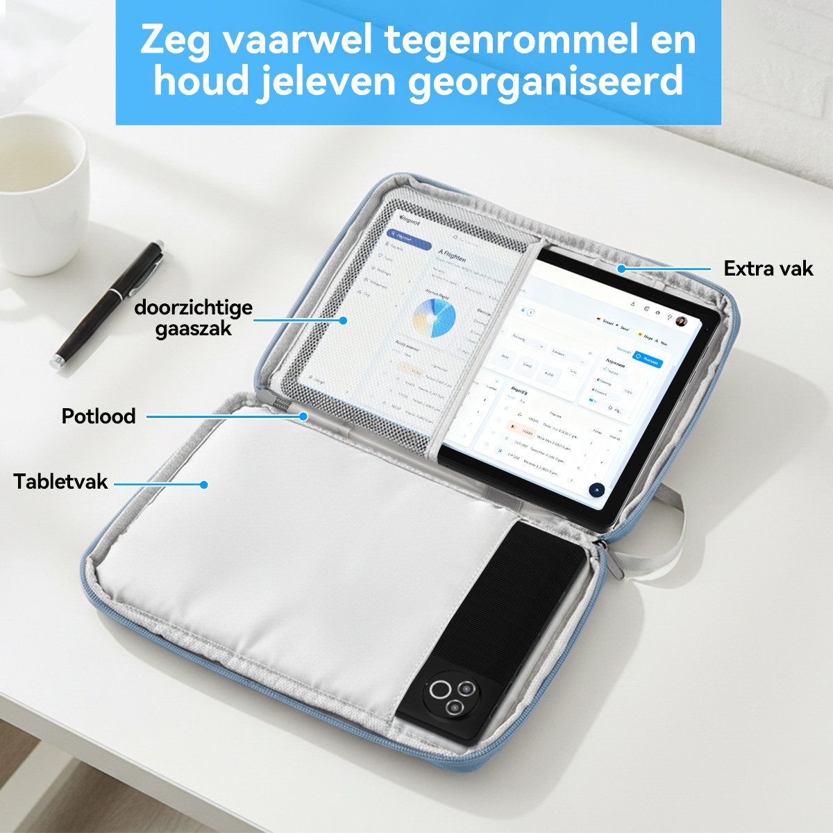 Happybe 10 Zoll 20(3+17)GB RAM + 64GB Android 15 HD-Touchscreen Tablet (10", 64 GB, Android, WiFi, Leistungsstark & komplett: mit Augenschutz-Display & Transporttasche)