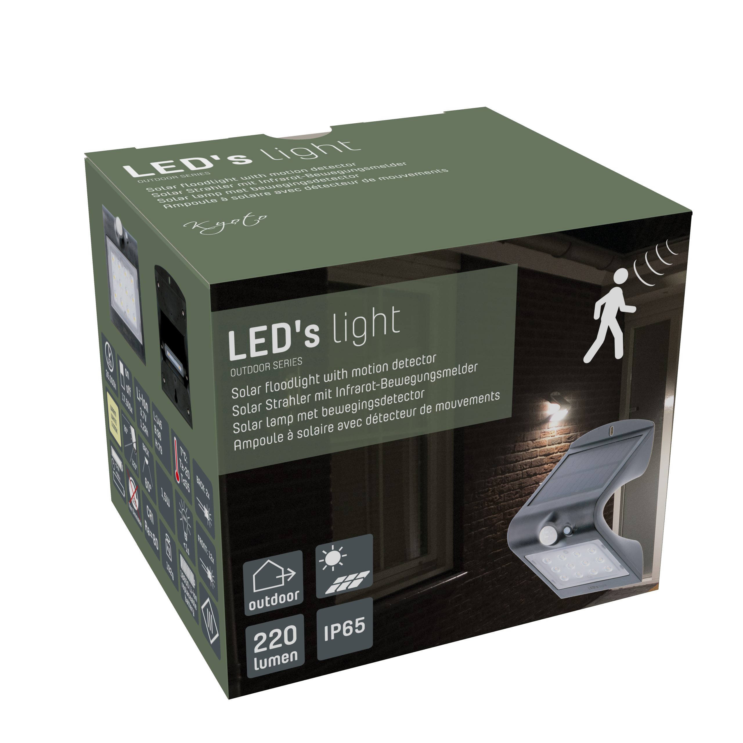 1,5 Bewegungsmelder warmweiß LED LED's Außenleuchte, LED, Solar Solarleuchte Watt light IP65 Backlight 0300411 LED mit
