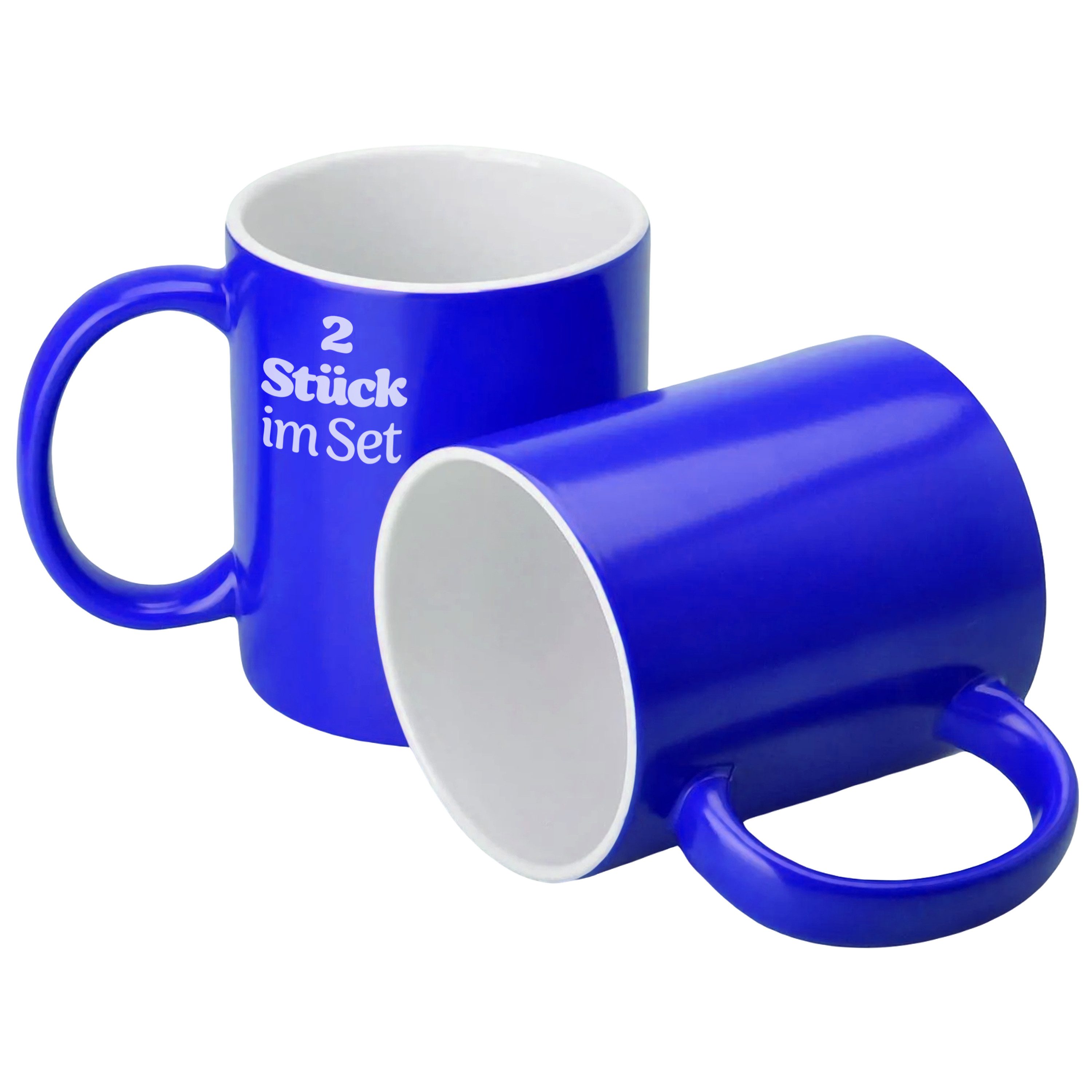 KONZEPT Teeglas Kaffeetassen 300 ml, 2er Set Tassen aus Keramik, Teetassen mit Henkeln, ideal für Kaffee, Tee, Milch, Schokolade, spülmaschinengeeignet
